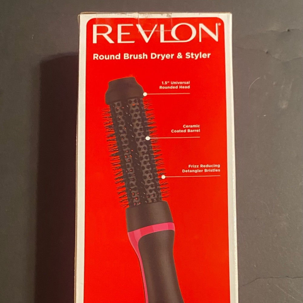 USED REVLON One-Step 1-1/2" Root Booster Round Brush Dryer and Styler BLACK